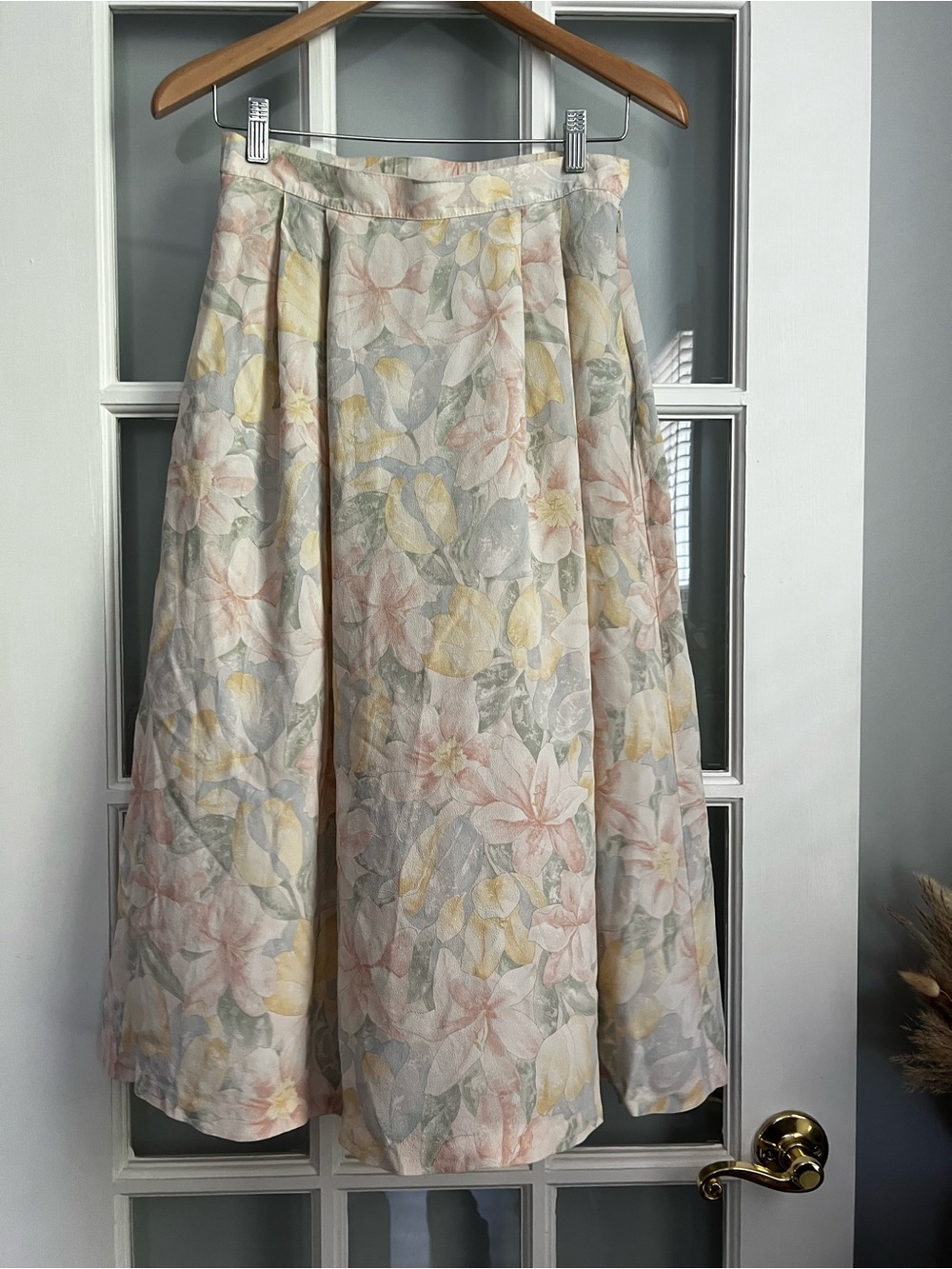 Vintage Soft Pastel Floral A-Line Skirt